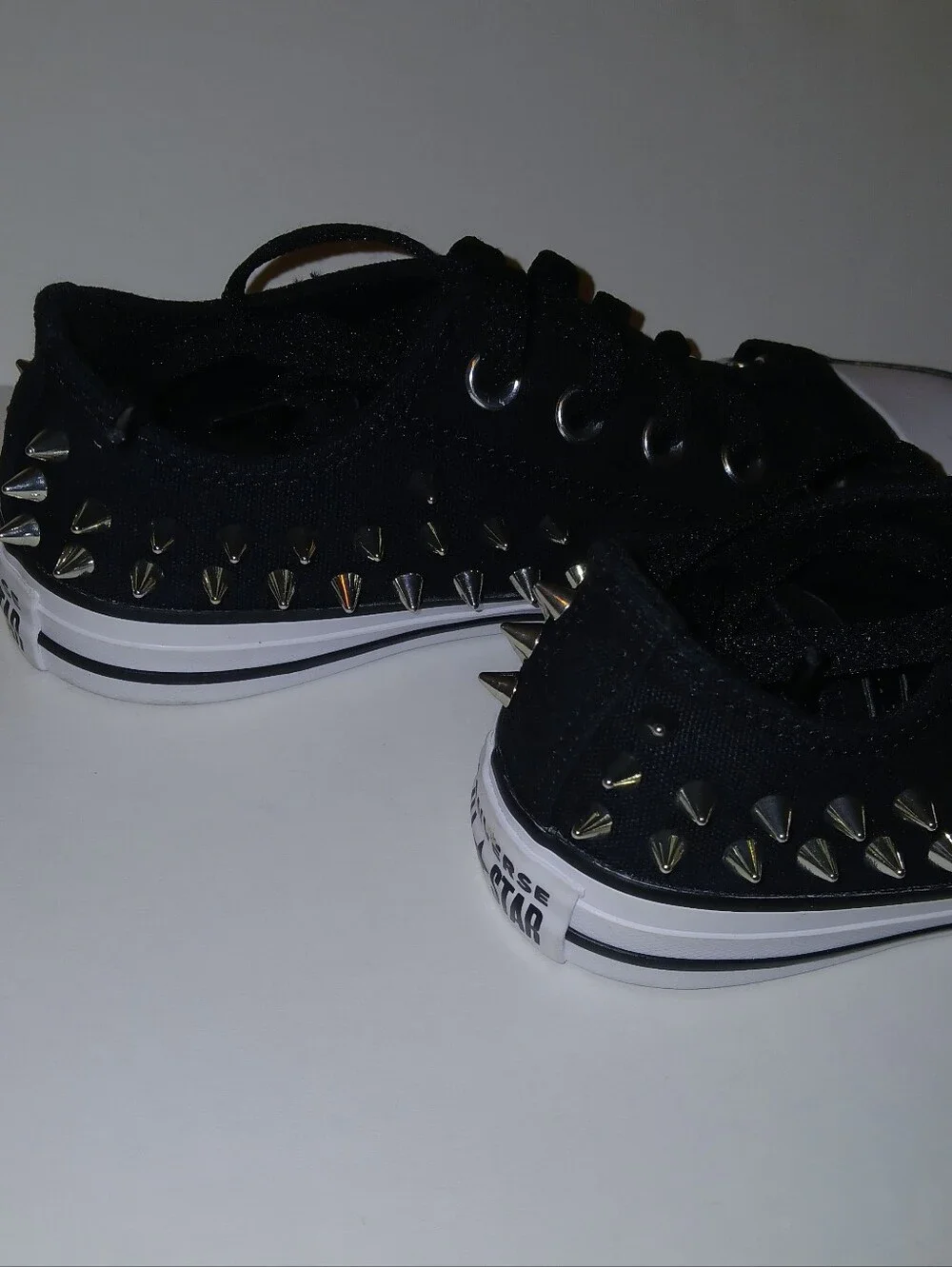 Converse Chuck Taylor All Star Low Top Silver Spike Studded Sneakers, Black